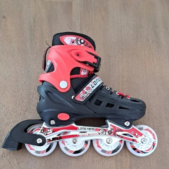 Long Feng Other - Long Feng Kids Adjustable Inline Skates - Color: Black/Red - Size EU 35-38 (US 3